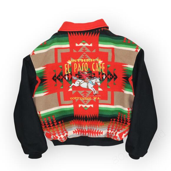 XXL Southwest Varsity Bomber Jacket Aztec Tribal Esther ElPasoCafe Toppenish - Picture 14 of 16